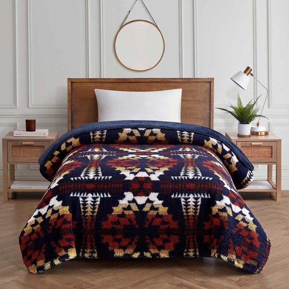 PENDLETON Sherpa fleece blanket TWIN, legend lake dark blue - Picture 4 of 4